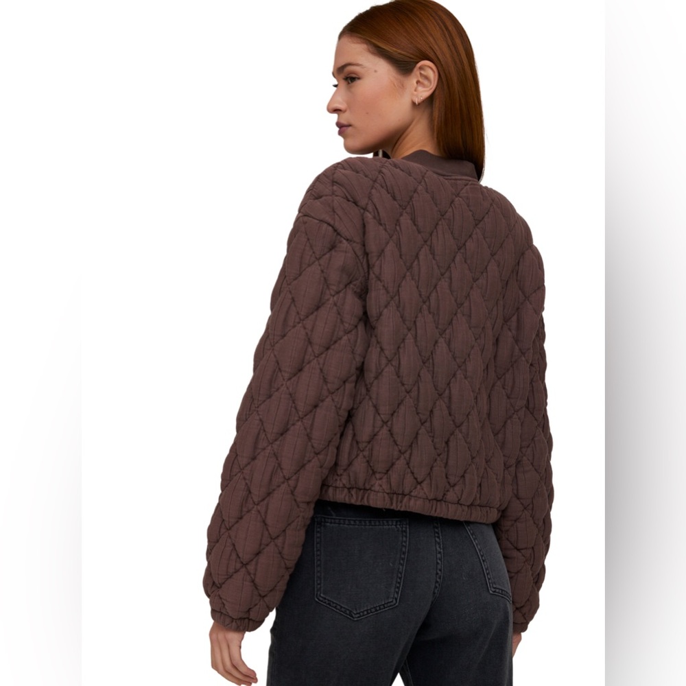NWOT Bella Dahl French Roast Quilted Bomber Jacket - Picture 2 of 9